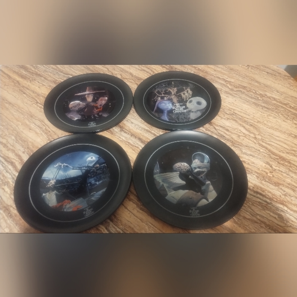 2003 10th Anniversary Nightmare Before Christmas Dinnerware Plate Set of 4